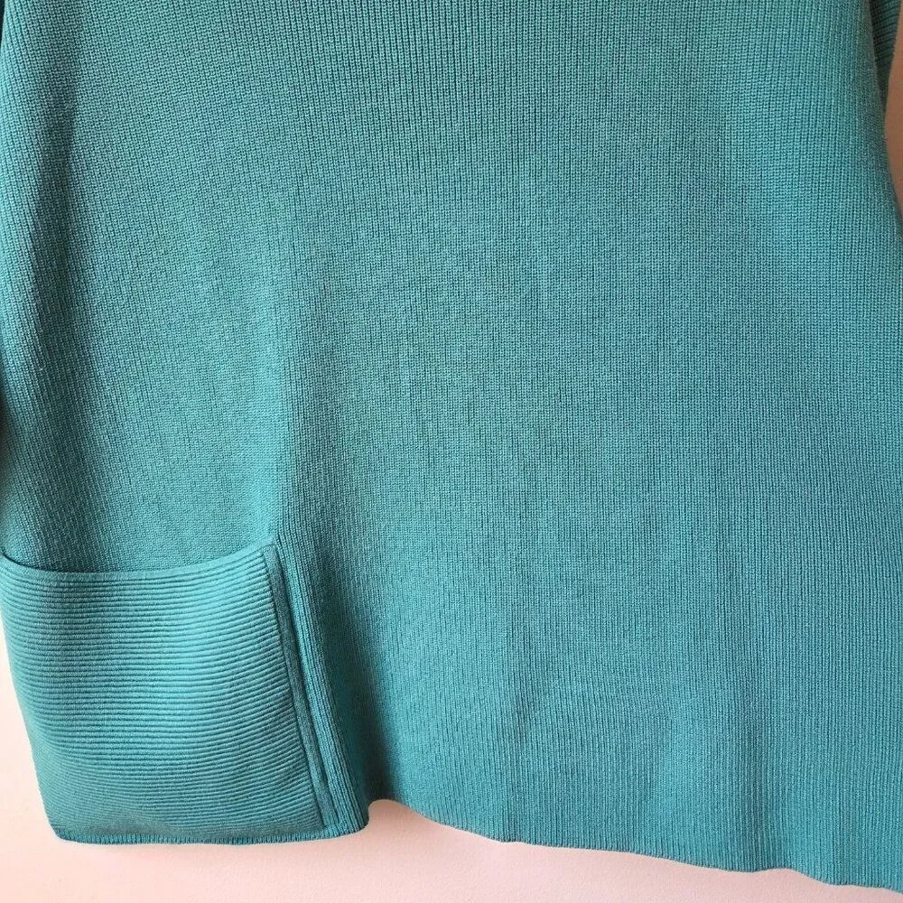 EUC DESIGNER LAFAYETTE 148 TEAL BOATNECK BOXY RELAXED SWEATER TOP SIZE M